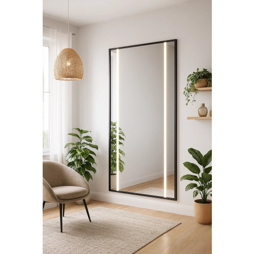 Lustro w czarnej ramie z podświetleniem- 1503 LED II - kolor ramy do wyboru