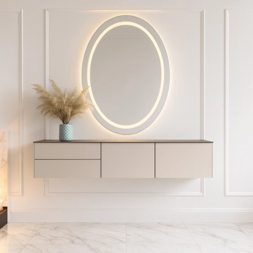 Lustro eliptyczne piaskowane z podświetleniem - FRIDA LED I