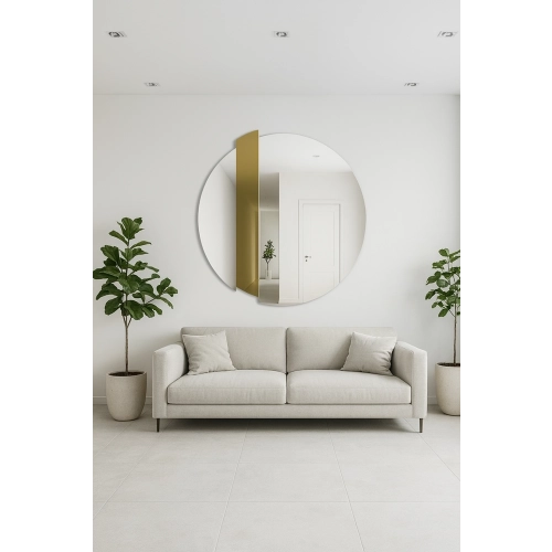 Okrągłe lustro dekoracyjne ze złotym paskiem - BONA