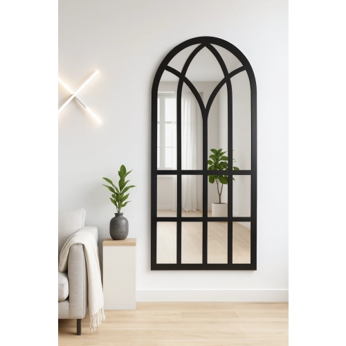 Lustro okno loft ze szprosami MDF - RAMONA - kolor ramy do wyboru