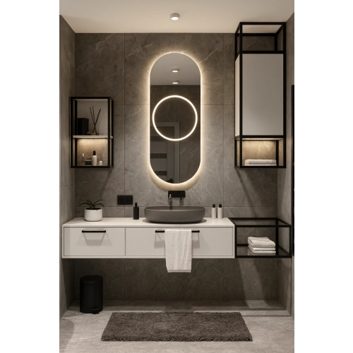 Lustro łazienkowe owalne z podświetleniem - LEO LED