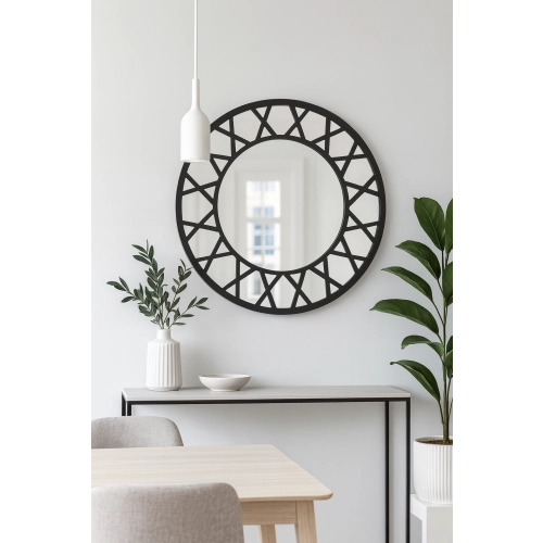 Lustro ICE LOFT CLOCK – okrągłe lustro loft czarne ze szprosami, duże industrialne w stylu tarczy zegara do salonu, przedpokoju, jadalni