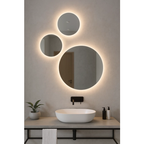 Zestaw trzech okrągłych luster z podświetleniem - TRES LED
