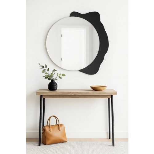 Dekoracyjne lustro okrągłe na czarnej plamie - PLAMKO