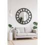 Lustro ICE LOFT CLOCK – okrągłe lustro loft czarne ze szprosami, duże industrialne w stylu tarczy zegara do salonu, przedpokoju, jadalni