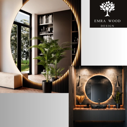 Lustro PIIRI – okrągłe lustro LED z podświetleniem do łazienki, sypialni i przedpokoju