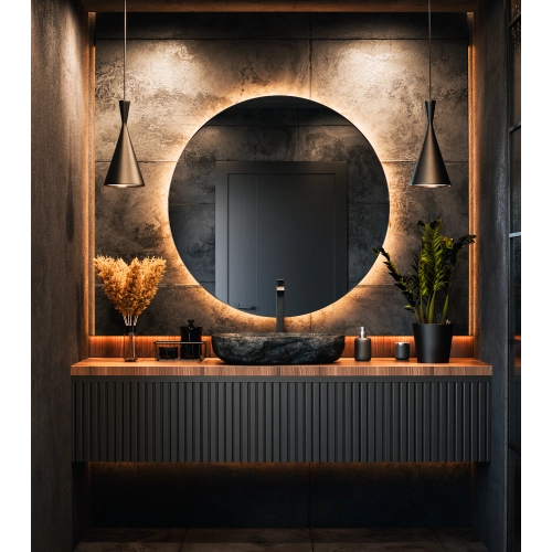 Lustro PIIRI – okrągłe lustro LED z podświetleniem do łazienki, sypialni i przedpokoju