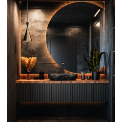 Lustro okrągłe ścięty bok z podświetleniem - KOŁO LED ŚCIĘTY BOK + mata antyparowa