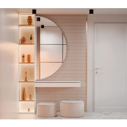 Lustro PENELOPE – półokrągłe lustro dekoracyjne w stylu minimalistycznym do przedpokoju, salonu i łazienki