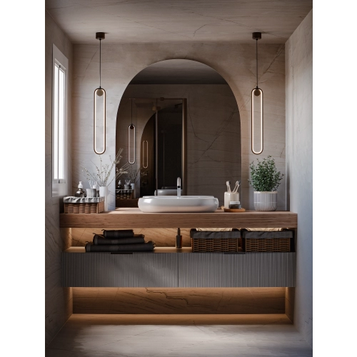 Lustro LUNARO półokrągłe dekoracyjne nowoczesne bez ramy do salonu holu łazienki