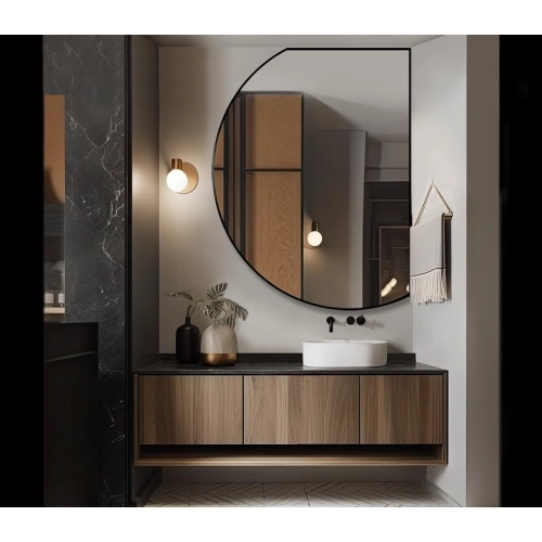 Lustro o nieregularnym kształcie w czarnej matowej ramie mdf - ODETTA