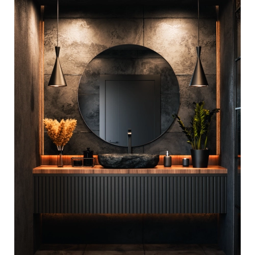 Lustro LUVO – okrągłe lustro ścienne do łazienki, salonu i sypialni w stylu nowoczesnym i minimalistycznym