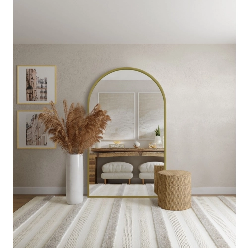 Lustro półowalne w ramie złotej MDF SLIM - DOMI - kolor do wyboru