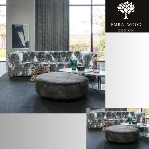 Pufa MONTE – Luksusowa Okrągła Pufa Welurowa do Salonu i Strefy Lounge