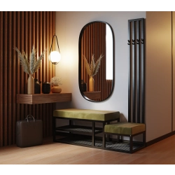 Ławka Do Przedpokoju Z Wieszakiem Metalowa Siedzisko Szary Tapicerowane Stal LMW-15