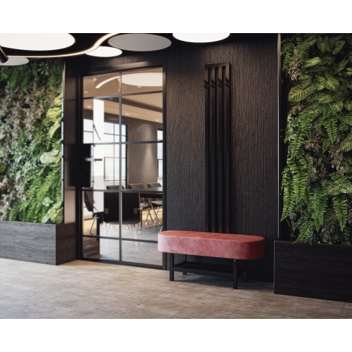 Ławka Do Przedpokoju Z Wieszakiem Metalowa Siedzisko Tapicerowane Stal LMW-10