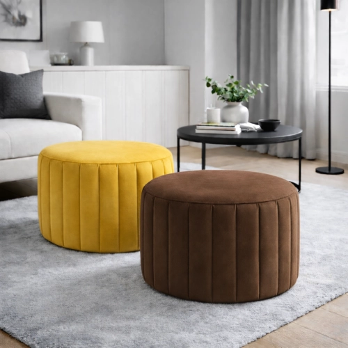 Pufa AMOR Velvet – Designerska Okrągła Pufa Welurowa