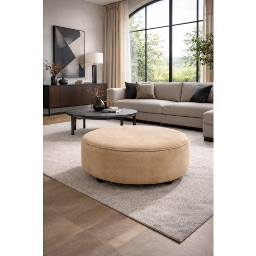Pufa MONTE – Luksusowa Okrągła Pufa Welurowa do Salonu i Strefy Lounge