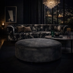 Pufa MONTE – Luksusowa Okrągła Pufa Welurowa do Salonu i Strefy Lounge