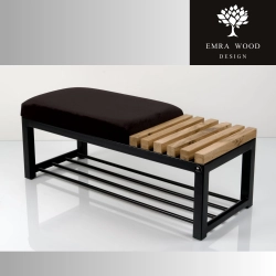 Ławka Pufa Tapicerowana Czarny Stal LPD-8 Rozmiary od 50 cm do 200 cm