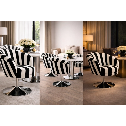 Fotel Muszelka Glamour Classic Pasy LUX-1