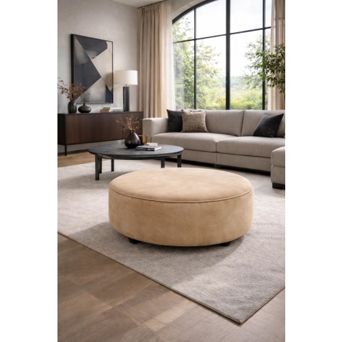 Pufa MONTE – Luksusowa Okrągła Pufa Welurowa do Salonu i Strefy Lounge