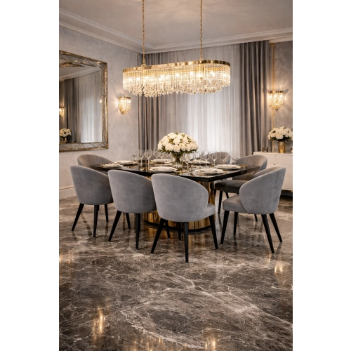 Krzesło tapicerowane DELUXE KR-8 Tkanina Piano 15 Szary