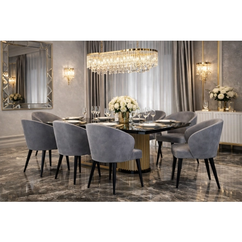 Krzesło tapicerowane DELUXE KR-8 Tkanina Piano 15 Szary