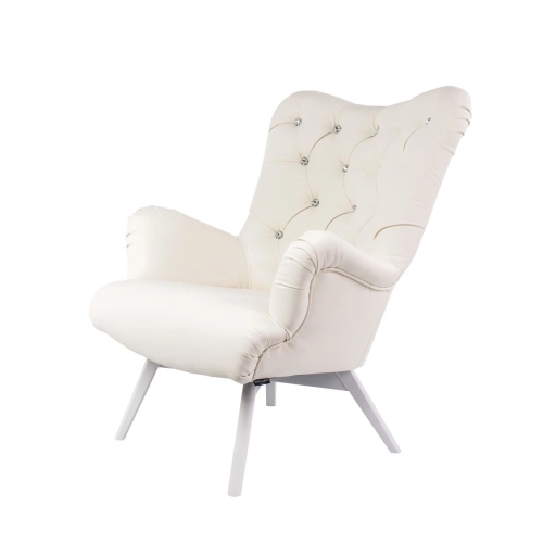 Fotel uszak CHESTERFIELD Biały