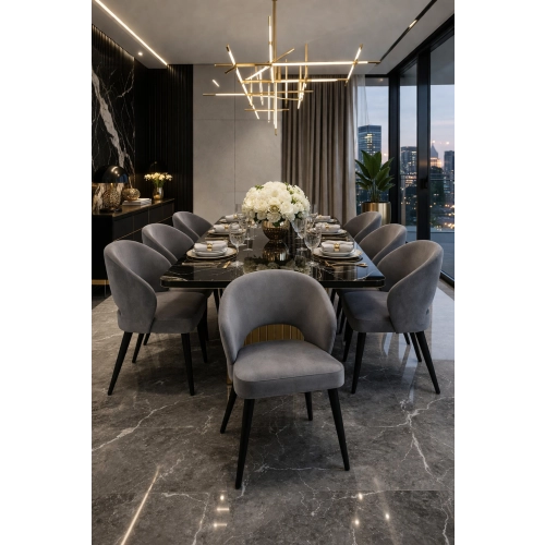 Krzesło tapicerowane DELUXE KR-8 Tkanina Piano 15 Szary